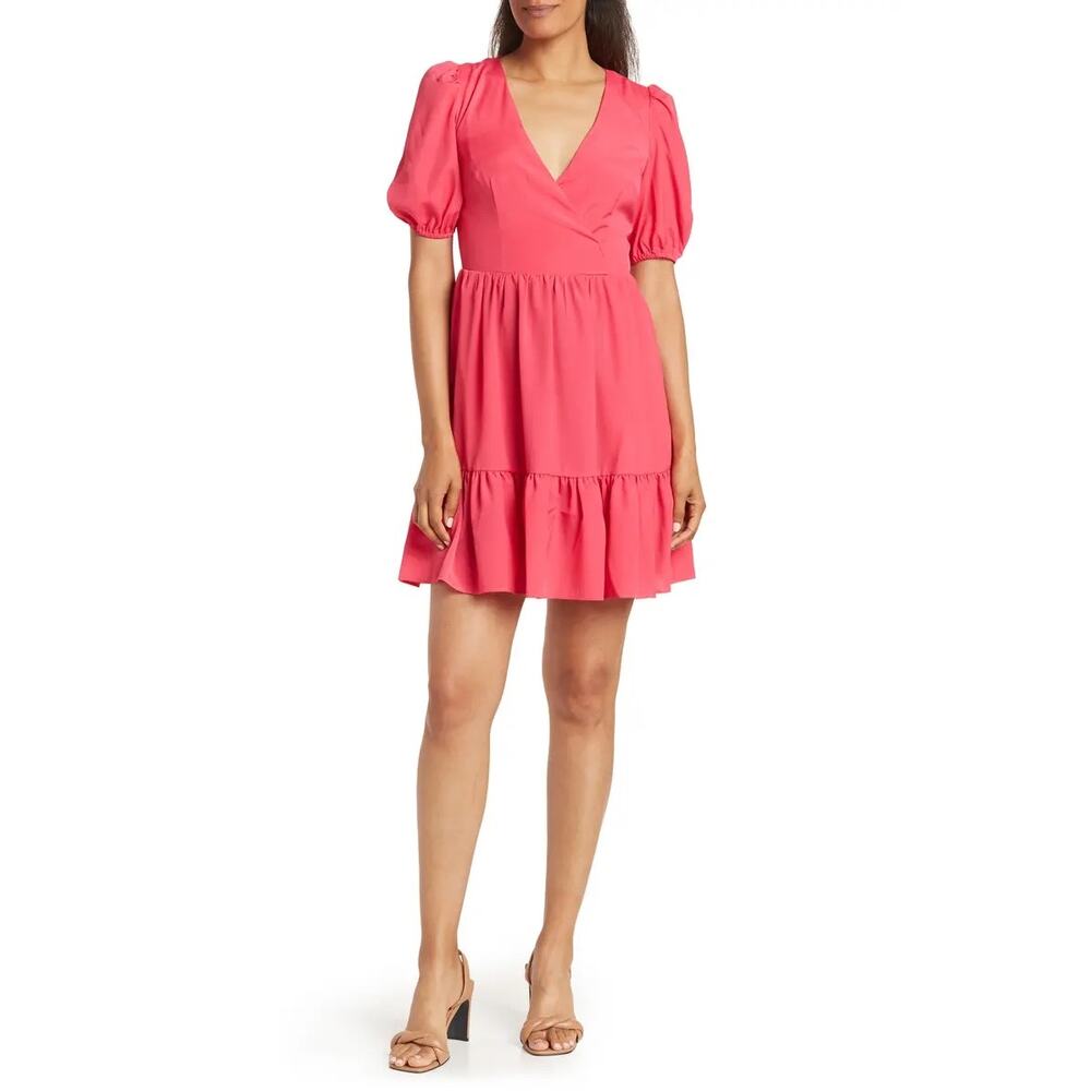 Eliza J Hot Pink Puff Sleeve Mini Dress